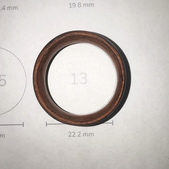 Mahogany Bentwood Ring with Silver Shaving Inlay, size 13 - Picture 4 of 4